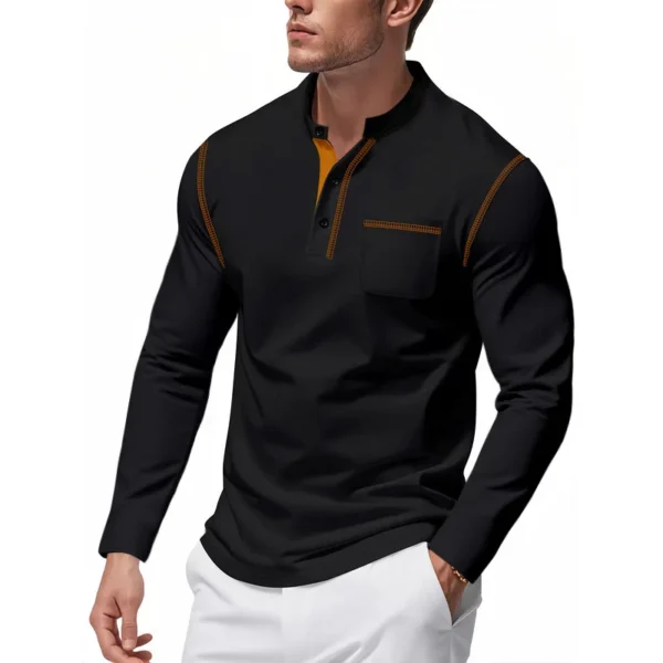 H0462978b7fa24a98931ef5ee47072799o.webp Men's Knit Mock-Neck Long Sleeve T-Shirt