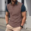 Men's Color-Block Casual Polo Shirt