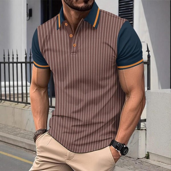 Men's Color-Block Casual Polo Shirt