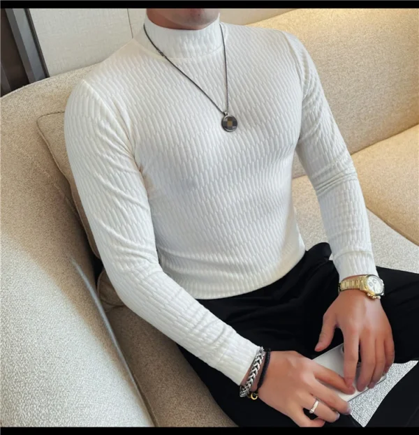 H201d126c39c74cbf90c18be51003f80dF.webp Men's High-Neck Knit Long Sleeve T-Shirt