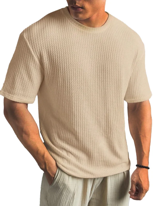 Men's Waffle-Knit Crew Neck T-Shirt