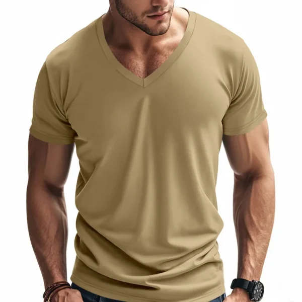 H394e1fd684b64b9bb3554d3c1a9cd7f15.webp Men's Quick-Dry V-Neck Sports T-Shirt