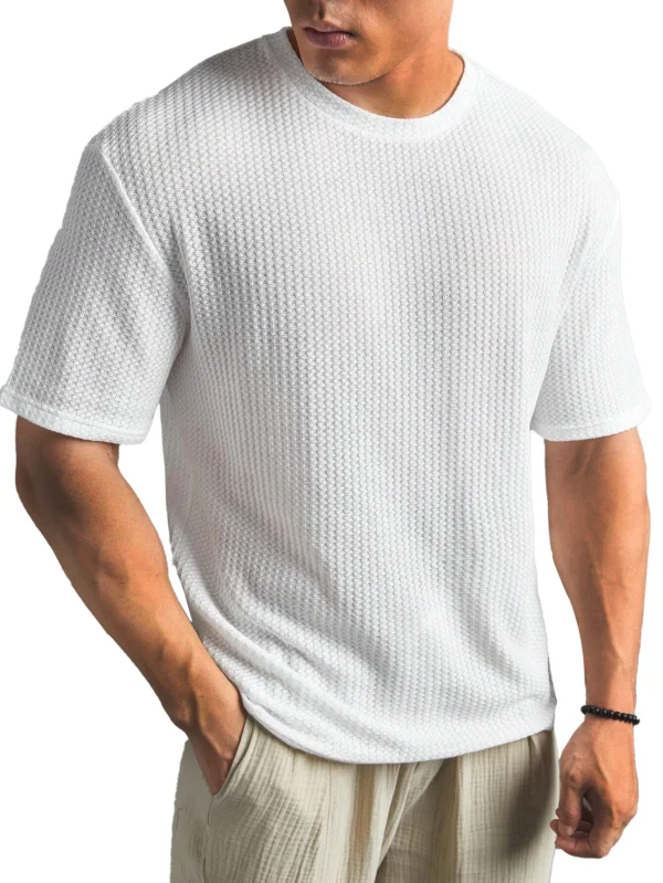 Men's Waffle-Knit Crew Neck T-Shirt