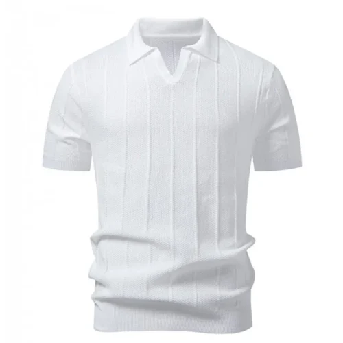 H590d652f4195436c9022e97f0fa66669C.webp Men's Knit Polo-Collar Short Sleeve T-Shirt