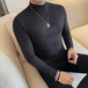 H68e66fba274843ffbadeecc5c5551fefJ.webp Men's High-Neck Knit Long Sleeve T-Shirt