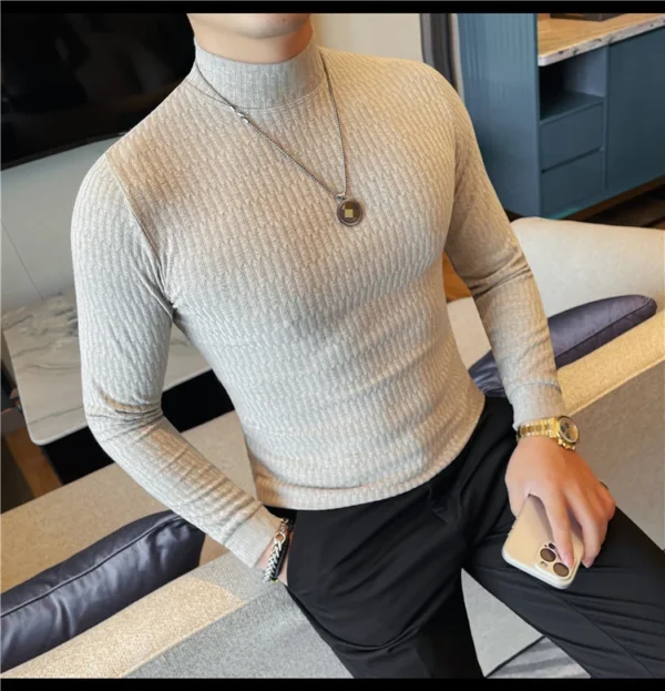 H891e767fd35c411dad360dd805a90304o.webp Men's High-Neck Knit Long Sleeve T-Shirt