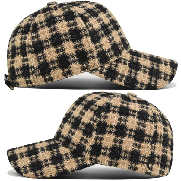 H8a532ad7aa144186862738994c9256480.webp Houndstooth Tweed Baseball Cap