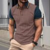 Men's Color-Block Casual Polo Shirt