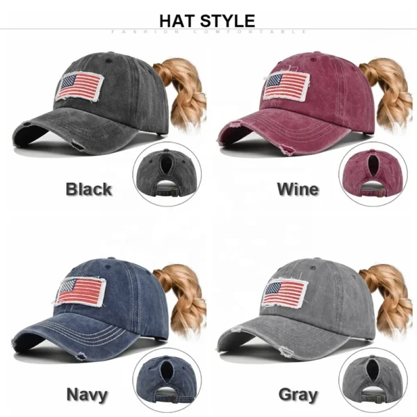 H9637f81dfe8e40d28ee8e87c8929c2d2M.webp Distressed American Flag Ponytail Cap