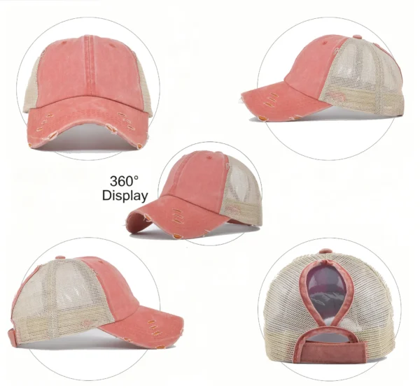 H9e542c4d69c44996af72943cac49dc38Y.webp Distressed Ponytail Mesh Trucker Cap