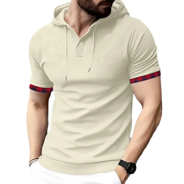 Hb541675a26c14c9ab54cff89bbc15d7aW.webp Men's Waffle Hooded Short Sleeve T-Shirt