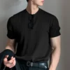 Hb6f2fc91eecc4b0a87d46584f6a6e377S.webp Men's Lightweight Knit Casual T-Shirt