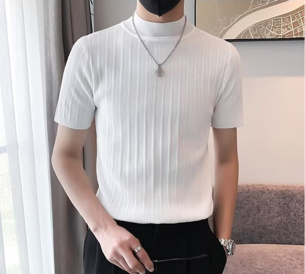 Hb7bfbc67d44f4b4f9c194667f96f2dbe2.png_960x960q80.png Men's Ribbed Mock-Neck Knit T-Shirt