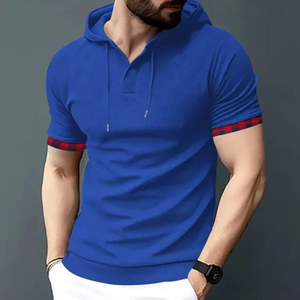 Hbbc17d09733c434e891184ce5abd549ah.webp Men's Waffle Hooded Short Sleeve T-Shirt