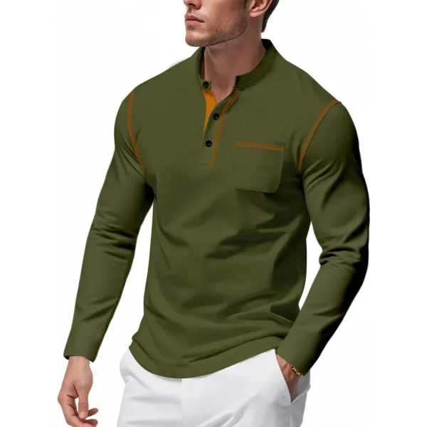 Hbfe03f89475040c7a102307ceca228f2g.webp Men's Knit Mock-Neck Long Sleeve T-Shirt