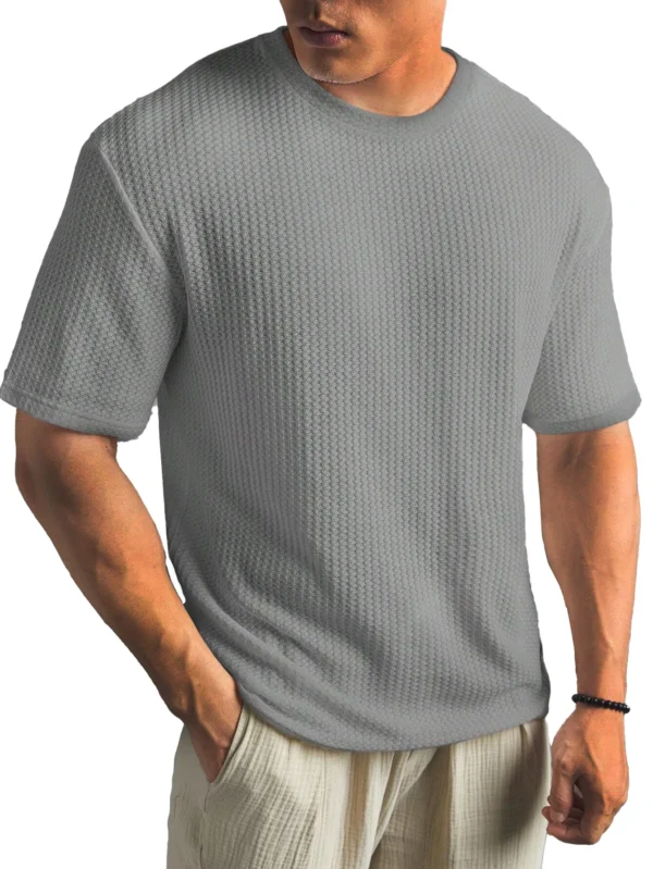Men's Waffle-Knit Crew Neck T-Shirt