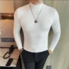 He29b57000a8548edb93fc06701ecf3718.webp Men's High-Neck Knit Long Sleeve T-Shirt