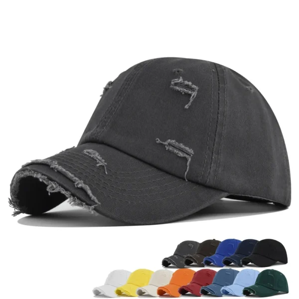 Hef12ea14016c488b9d17cd3cf9bec9c3X.webp Solid Distressed Washed Baseball Cap