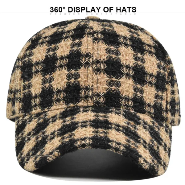 Hf1e2ab66073a4573b25abab772852665A.webp Houndstooth Tweed Baseball Cap